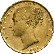 1880 Gold Sovereign Coin Queen Victoria Young Head Shield Back Sydney NGC AU55