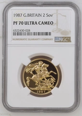 1987 Proof £2 Coin Gold Double Sovereign NGC PF70