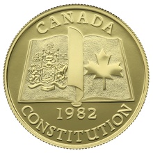 Canadian 1982 $100 half ounce Proof gold coin Constitution Boxed