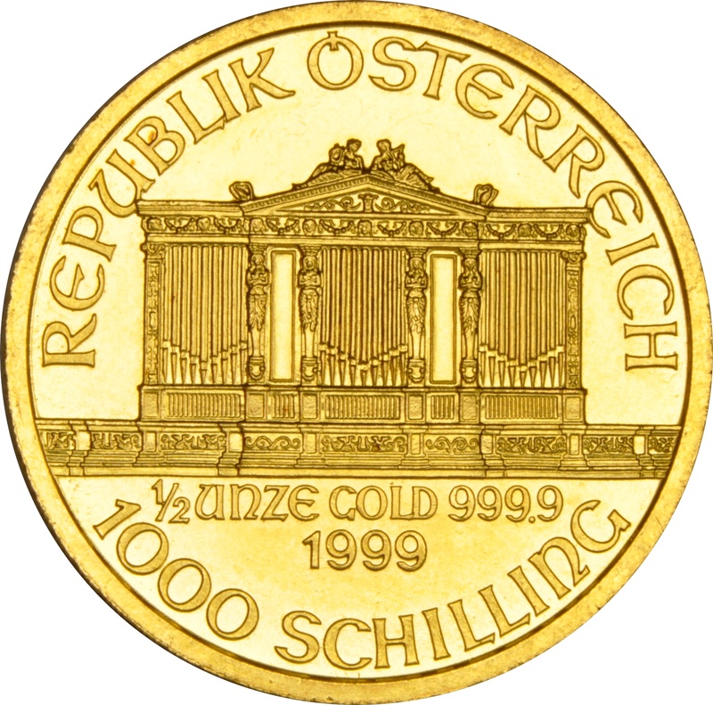 1999 1/2oz Austrian Gold Philharmonic Coin
