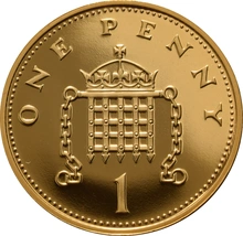 2002 Proof Gold 1p Coin Crowned Portcullis