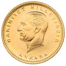 Turkish 250 Piastres Kurush Gold Coin Kemal Ataturk