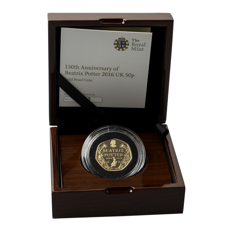 2016 Proof 50p Gold Coin Beatrix Potter Boxed