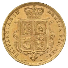 1885 Gold Half Sovereign Queen Victoria Young Head Shield Back