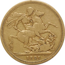 1821 Gold Sovereign Coin George IV Laureate Head