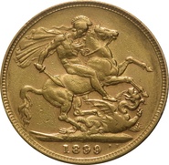 1899 Gold Sovereign Coin Queen Victoria Old Head