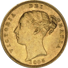 1885 Gold Half Sovereign Queen Victoria Young Head Shield Back NGC MS61