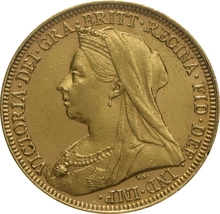 1900 Gold Sovereign Coin Queen Victoria Old Head PCGS AU58