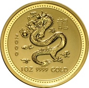 2000 Year of the Dragon Gold Coin 1oz Perth Mint Australian Lunar Series