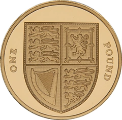 2015 Proof Gold £1 Pound Coin Royal Shield of Arms Fifth Portrait