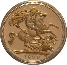 1998 Proof Gold Half Sovereign Elizabeth II Fourth Head