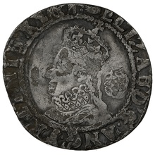 1590-1592 Silver Sixpence Coin Elizabeth I Hand