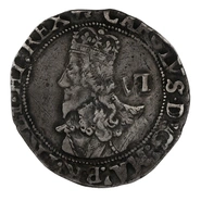 1638-1639 Silver Sixpence Coin Charles I Hammered Anchor