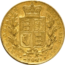 1842 Gold Sovereign Coin Queen Victoria Young Head Shield Back