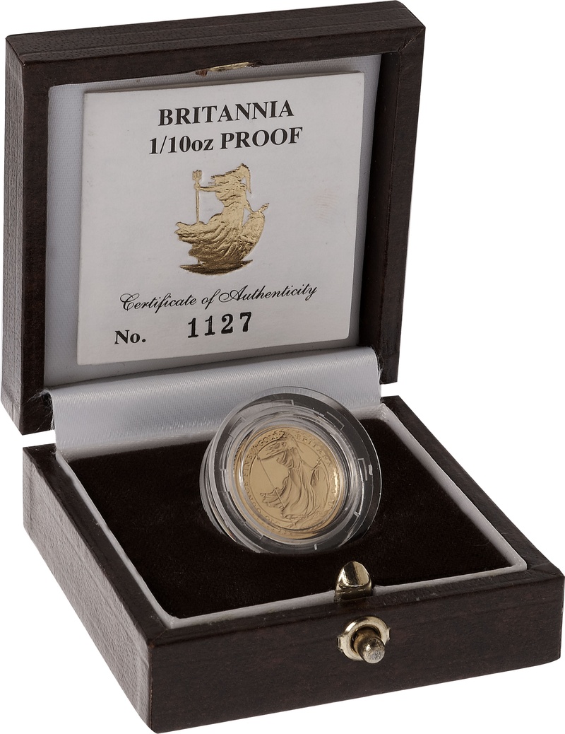 1990 Proof 1/10oz Gold Britannia Coin Boxed