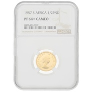 1957 £1/2 South Africa Gold Proof Coin Elizabeth II NGC PF64+