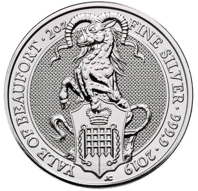 2019 2oz Yale Of Beaufort Silver Coin Queen's Beasts