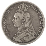 1890 Silver Crown Coin Queen Victoria Jubilee Head Fine