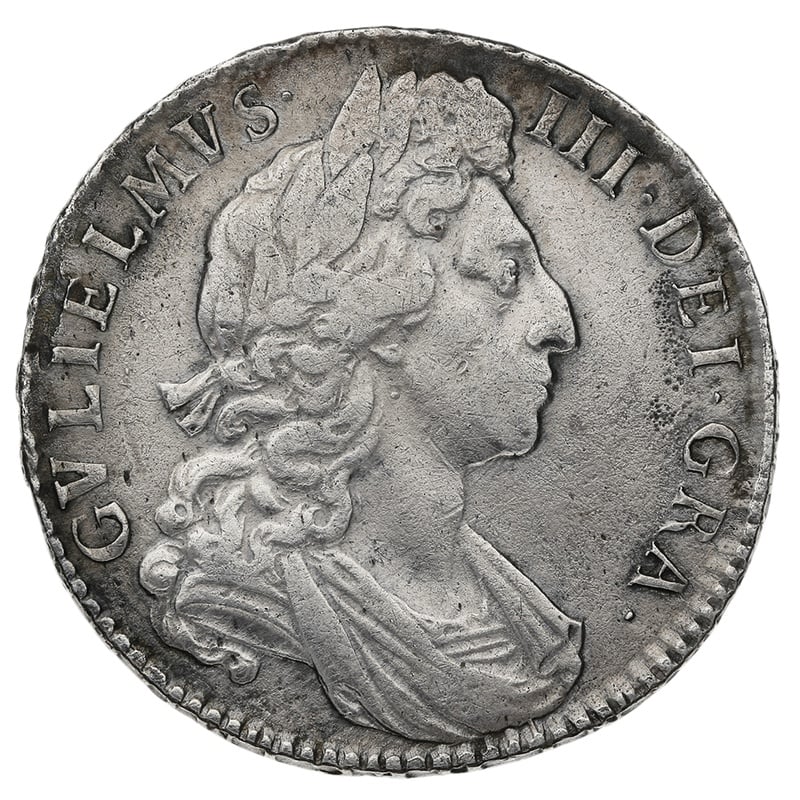 1697/8 7 Silver Half Crown Coin William III Milled RARE