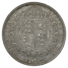 1887 Silver Half Crown Coin Queen Victoria