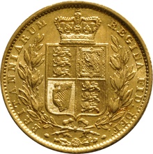 1851 Gold Sovereign - Victoria Young Head Shield Back - London