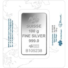 100g Silver Bar PAMP Lady Fortuna Minted