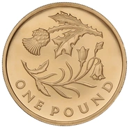 2014 Proof Gold £1 Pound Coin Scotland Floral