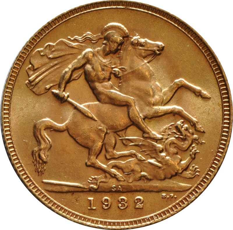 1932 Gold Sovereign Coin George V SA