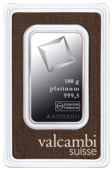 100g Platinum Bar Valcambi Minted