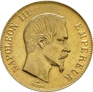 French 100 Francs Gold Coin Bare Head