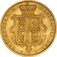 1873 Gold Half Sovereign Queen Victoria Young Head Shield Back NGC AU50
