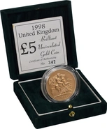 1998 Gold £5 Coin Brilliant Uncirculated Boxed