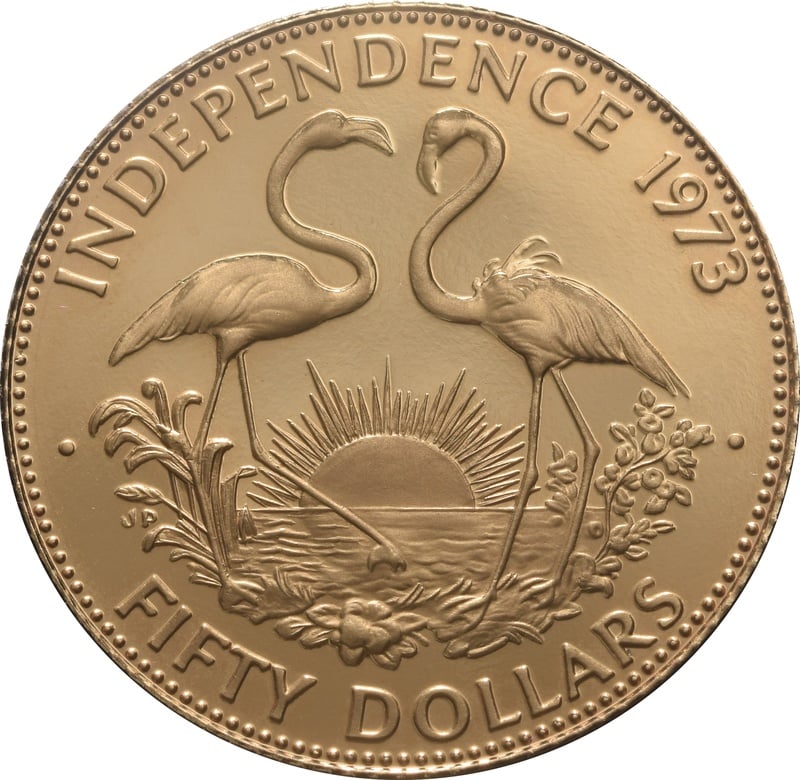Bahamas $50 Gold Coin 1973 Independence