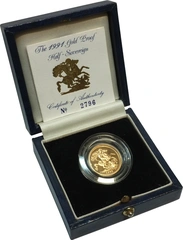 1991 Proof Gold Half Sovereign Boxed