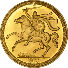 1973 Gold £5 Coin Quintuple Sovereign Isle of Man