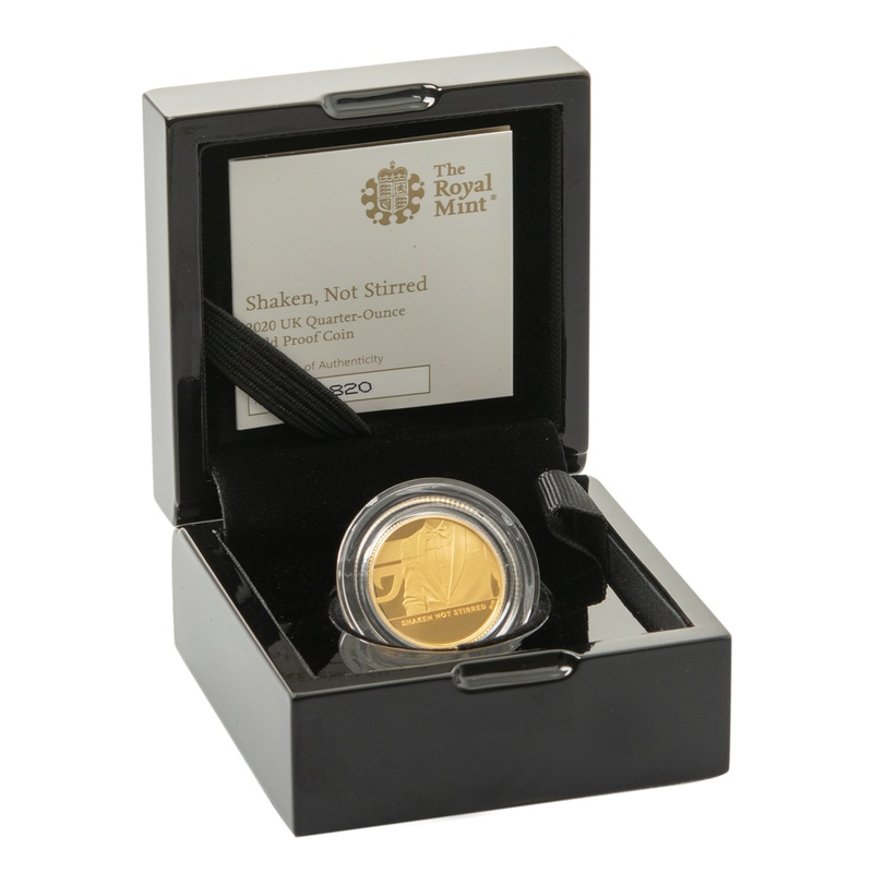 2020 1/4oz James Bond - Shaken Not Stirred Proof Gold Coin Boxed