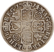 1714 Silver Half Crown Coin Queen Anne