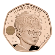 2022 Proof 50p 25th Anniversary of Harry Potter Gold Coin Boxed