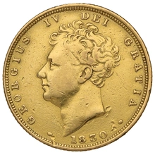 1830 Gold Sovereign Coin George IV Bare Head