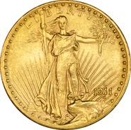 1911 $20 Gold Coin Double Eagle St Gaudens Head Denver
