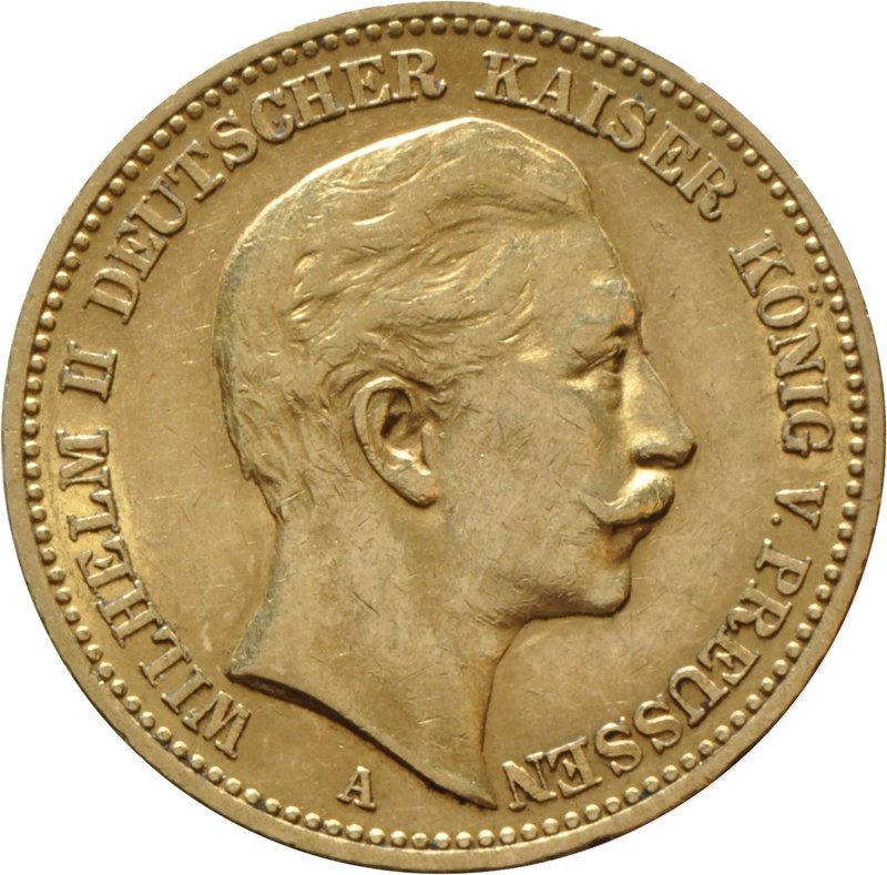 German 20 Mark Gold Coin Wilhelm II 1889-1913