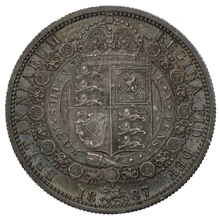 1887 Silver Half Crown Coin Queen Victoria