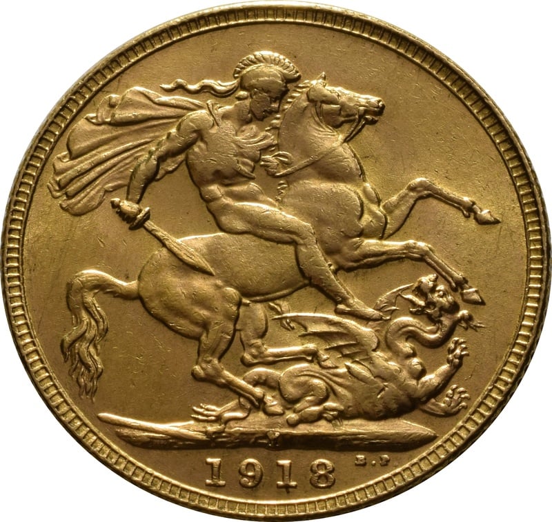 1918 Gold Sovereign Coin George V India