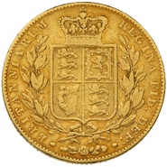 1843/2 Gold Sovereign Queen Victoria Young Head Shield Back Rare 3/2 Overdate
