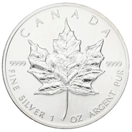 1990 Canadian Silver Maple Leaf Coin 1oz