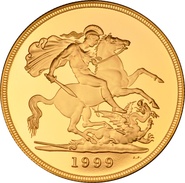 1999 Proof Gold £5 Coin Quintuple Sovereign