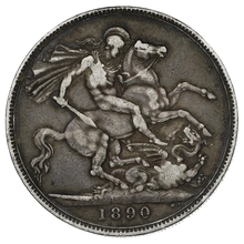 1890 Silver Crown Coin Queen Victoria