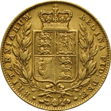 1846 Gold Sovereign Coin Queen Victoria Young Head Shield Back