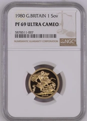 1980 Proof Gold Sovereign Coin Elizabeth II NGC PF69