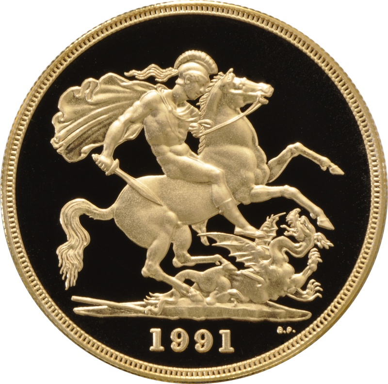1991 Proof Gold £5 Coin Quintuple Sovereign